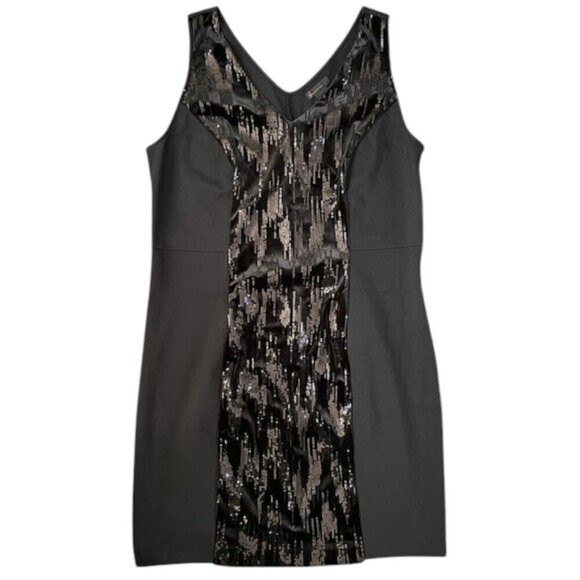 Lane Bryant Women's Black Sequin Front V Neck Sleeveless Sheath Dress Plus Sz 16 - Picture 2 of 10